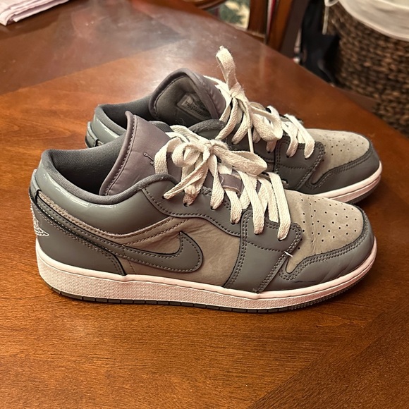 Nike Jordan 1Low-Top Sneakers in Gray and White - Picture 1 of 5